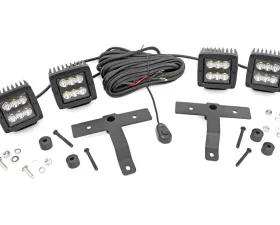 Rough Country Quad LED Light Pod Kit Black Series Jeep Gladiator JT Wrangler JL 2 Door Wrangler JL Unlimited 2018-2022