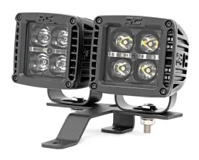 Rough Country Quad LED Light Pod Kit Black Series w/Amber DRL Jeep Gladiator JT Wrangler JL 2 Door Wrangler JL Unlimited 2018-2022