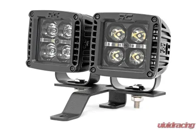 Rough Country Quad LED Light Pod Kit Black Series w/Amber DRL Jeep Gladiator JT Wrangler JL 2 Door Wrangler JL Unlimited 2018-2022 - 70823