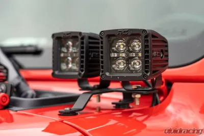 Rough Country Quad LED Light Pod Kit Black Series w/Amber DRL Jeep Gladiator JT Wrangler JL 2 Door Wrangler JL Unlimited 2018-2022 - 70823