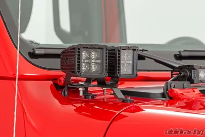Rough Country Quad LED Light Pod Kit Black Series w/Amber DRL Jeep Gladiator JT Wrangler JL 2 Door Wrangler JL Unlimited 2018-2022 - 70823