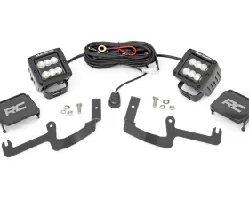 Rough Country LED Ditch Light Kit Black Series w/Flood Beam Chevy Silverado 1500 2WD 4WD 2019-2022