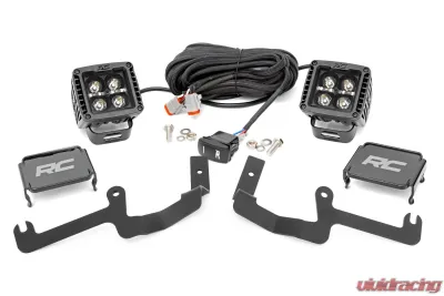Rough Country LED Ditch Light Kit Black Series w/White DRL Chevy Silverado 1500 2WD 4WD 2019-2022 - 70843