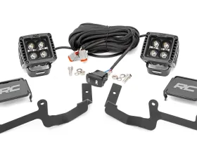 Rough Country LED Ditch Light Kit Black Series w/Amber DRL Chevy Silverado 1500 2WD 4WD 2019-2022