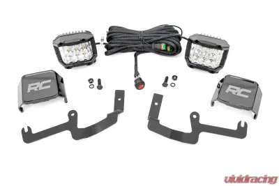 Rough Country LED Ditch Light Kit 3" Osram Wide Angle Series Chevy Silverado 1500 2WD 4WD 2019-2022 - 70845