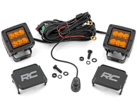 Rough Country 2 Inch Black Series LED Light Pods Spot Amber Square