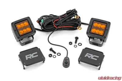 Rough Country 2 Inch Black Series LED Light Pods Spot Amber Square - 70903A