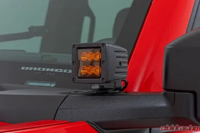 Rough Country 2 Inch Black Series LED Light Pods Spot Amber Square - 70903A