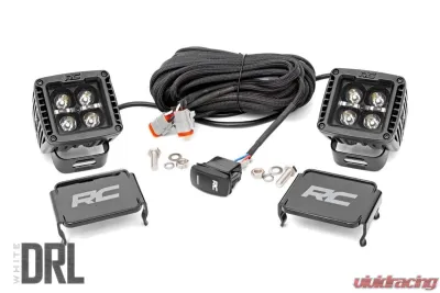 Rough Country 2 Inch Black Series LED Light Pods Spot Square Cool White DRL - 70903BLKDRL