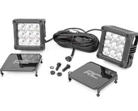 Rough Country 4 Inch Chrome Series LED Light Pods Square White DRL Pair