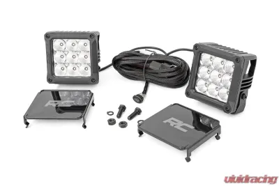 Rough Country 4 Inch Chrome Series LED Light Pods Square White DRL Pair - 70905DRL