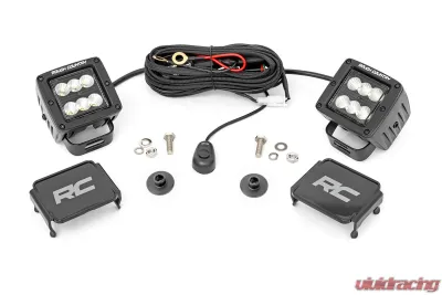 Rough Country LED Light Ditch Mount Black Series w/Flood Beam Ford Bronco 2021-2022 - 71046