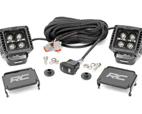 Rough Country LED Light Ditch Mount Black Series w/Amber DRL Ford Bronco 2021-2022