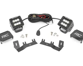Rough Country LED Ditch Light Kit 2in Black Pair Flood Chevy | GMC 1500 14-18 & Classic