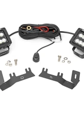 Rough Country LED Ditch Light Kit Black Pair Flood for Chevy GMC 1500 2014-2018                                     - 71053 - Image 6