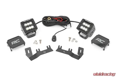 Rough Country LED Ditch Light Kit Black Pair Flood for Chevy GMC 1500 2014-2018 - 71053