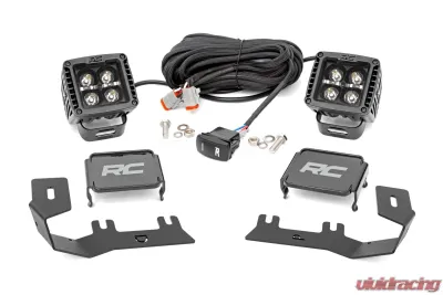 Rough Country LED Ditch Light Kit 2in Black Pair White DRL Chevy | GMC 1500 14-18 & Classic - 71054