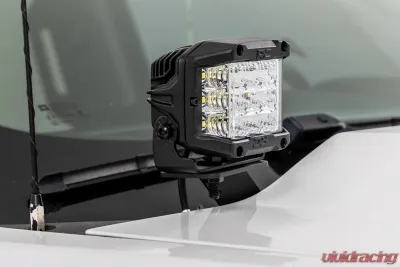 Rough Country LED Ditch Light Kit 2in Black Pair White DRL Chevy | GMC 1500 14-18 & Classic - 71054