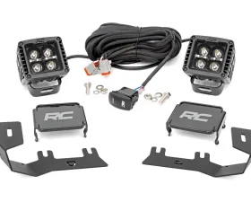 Rough Country LED Ditch Light Kit 2in Black Pair Amber DRL Chevy | GMC 1500 14-18 & Classic