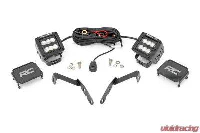 Rough Country LED Light Kit Ditch Mount 2" Black Pair Flood Chevy 1500 & Chevy | GMC 2500HD | 3500HD 07-14 - 71059
