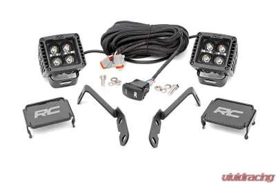 Rough Country LED Ditch Mount Lights Black Pair with DRL for Chevy 1500 2007-2013 - 71060