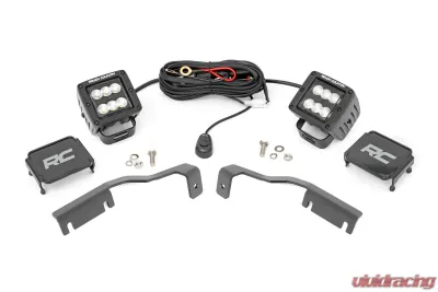 Rough Country LED Ditch Light Kit Black Series w/Flood Beam Nissan Frontier 2WD 4WD 2022 - 71065
