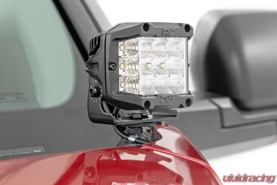 Rough Country LED Light Kit Ditch Mount 2" Black Pair Spot Toyota Tundra 22-25 - 71071