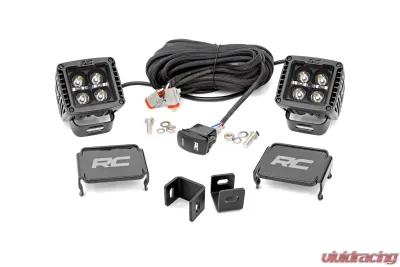 Rough Country LED Light Kit Ditch Mount 2" Black Pair Amber DRL Toyota Tundra 22-25 - 71074