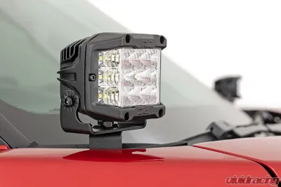 Rough Country LED Light Kit Ditch Mount 2" Black Pair Amber DRL Toyota Tundra 22-25 - 71074