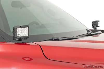 Rough Country LED Light Kit Ditch Mount 2" Black Pair Amber DRL Toyota Tundra 22-25 - 71074