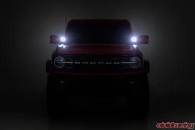 Rough Country LED Ditch Light Kit 3.5" Black Round Pair Amber DRL for 2021-2025 Ford Bronco - 71078