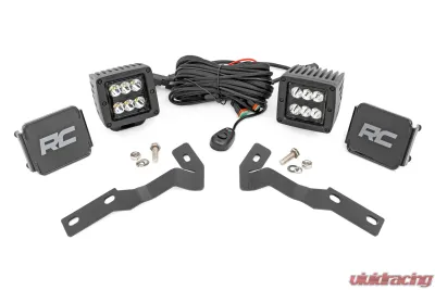 Rough Country LED Light Kit Ditch Mount 2" Black Pair Spot Toyota Tacoma 16-23 - 71080