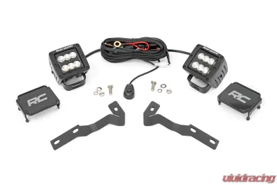 Rough Country LED Light Kit Ditch Mount 2" Black Pair Flood for Toyota Tacoma 2016-2023 - 71081