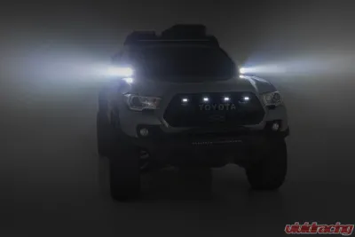 Rough Country LED Light Kit Ditch Mount 2" Black Pair White DRL Toyota Tacoma 16-23 - 71082