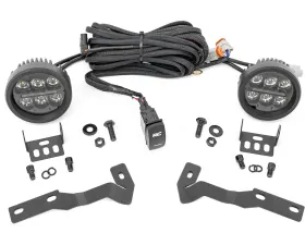 Rough Country LED Light Kit Ditch Mount Black Series Round 3.5