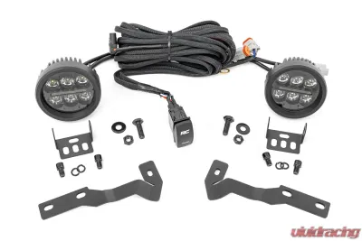 Rough Country LED Light Kit Ditch Mount Black Series 3.5" Amber DRL for Toyota Tacoma 2016-2023 - 71085