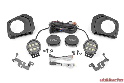 Rough Country LED Fog Light Kit 3.5" Round Black Series Amber DRL Toyota Tacoma 16-23 - 71095