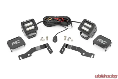 Rough Country LED Light Kit Ditch Mount 2" Black Pair Flood Toyota Tacoma 24-25 - 72102