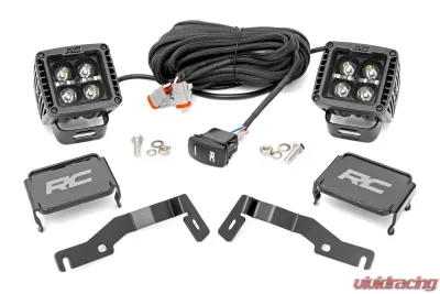Rough Country LED Light Kit Ditch Mount 2" Black Pair White DRL Toyota Tacoma 24-25 - 72103