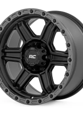 Rough Country 79 Series Wheel 17x8.5 Semi Gloss Black with Gunmetal Ring 6x5.5 Fitment for Multiple Models                                     - 79170912B - Image 6