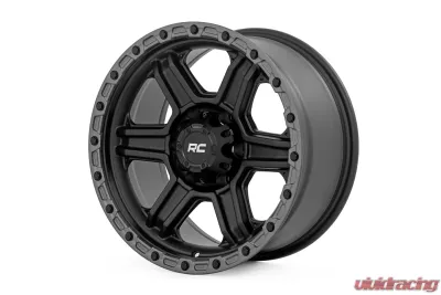 Rough Country 79 Series Wheel 17x8.5 Semi Gloss Black with Gunmetal Ring 6x5.5 Fitment for Multiple Models - 79170912B