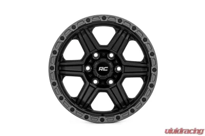 Rough Country 79 Series Wheel 17x8.5 Semi Gloss Black with Gunmetal Ring 6x5.5 Fitment for Multiple Models - 79170912B