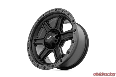Rough Country 79 Series Wheel 17x8.5 Semi Gloss Black with Gunmetal Ring 6x5.5 Fitment for Multiple Models - 79170912B