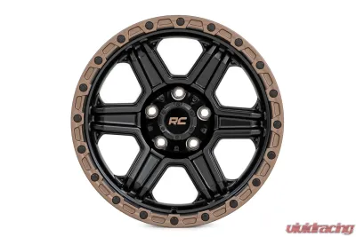 Rough Country 79 Series Wheel One-Piece Semi Gloss Black w/Bronze Ring 17x8.5 5x5 0mm - 79170918