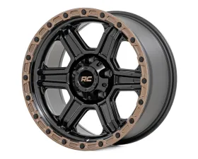 Rough Country 79 Series Wheel One-Piece Semi Gloss Black w/Bronze Ring 18x9 5x5 -12mm