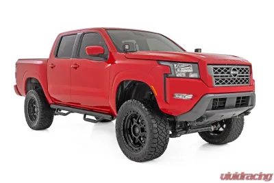 Rough Country Nerf Steps Cab Length for 2005-2024 Nissan Frontier Crew Cab, Textured Black - 82001B