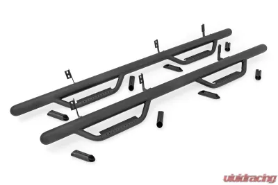 Rough Country Nerf Steps Cab Length for 2005-2024 Nissan Frontier Crew Cab, Textured Black - 82001B