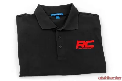 Rough Country Black Polo Shirt with Red RC Logo - Durable Off-Road Apparel - 83903