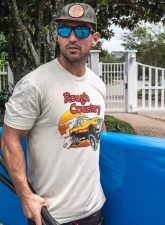 Rough Country T-Shirt Throwback Cream 2XL - Classic Truck Logo, Tagless Tri-Blend Fabric                                     - 840912XL - Image 4