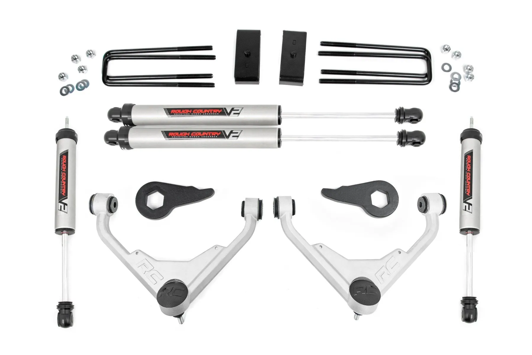 Rough Country 3" Lift Kit FT Codes w/V2 Monotube Chevy GMC 1999-2010 - 859670